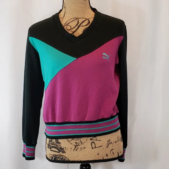 Vintage Puma Cropped Colorblock Sweatshirt - Picture 2 of 7